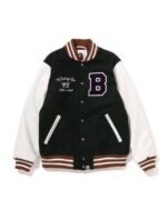A Bathing Ape Green And White Letterman Jacket A Bathing Ape Green And White Letterman Jacket