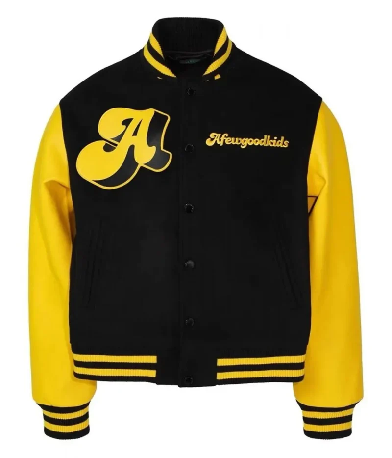 A Few Good Kids Logo Black & Yellow Letterman Jacket