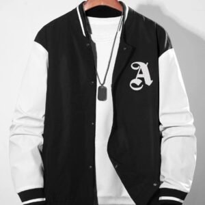 Black And White With A Patch Letterman Jacket