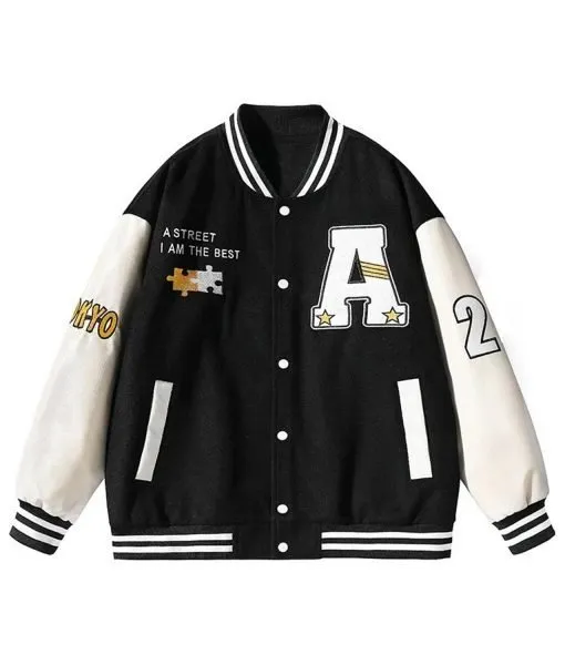 A Street I Am The Best Tokyo Black Letterman Jacket A Street I Am The Best Tokyo Black Letterman Jacket
