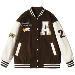 A Street I Am The Best Tokyo Brown Letterman Jacket