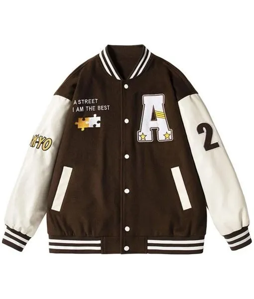 A Street I Am The Best Tokyo Brown Letterman Jacket A Street I Am The Best Tokyo Brown Letterman Jacket