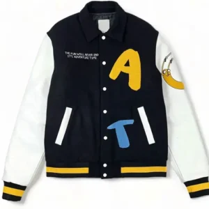 Adventure Time Black And White Varsity Jacket