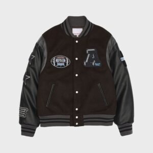 Ames-worldwide Football Brown And Black Varsity Jacket