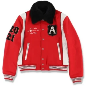 Amiri Always On Point Red Varsity Jacket