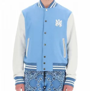 Amiri Blue And White Letterman Jacket