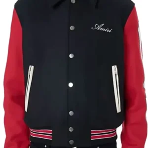 Amiri Bones Letterman Black And Red Jacket