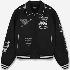 Represent Black Wool Varsity Jacket