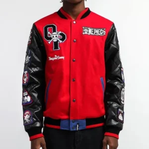 Anime Crew Red And Black Varsity Jacket