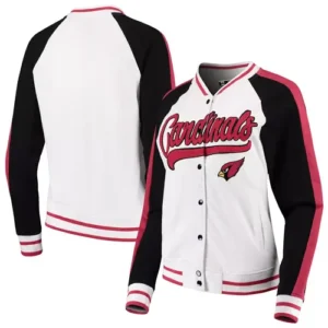 Arizona Cardinals White And Black Varsity Jacket With Patches