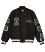 Asap Rocky Stussy Cdg Black Varsity Jacket