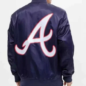 Atlanta Braves Big Logo World Series Navy Satin Jacket