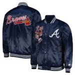 Atlanta Braves Patch Navy Blue Satin Jacket