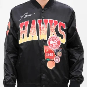 Atlanta Hawks Home Town Satin Black Jacket