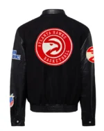 Atlanta Hawks Wool & Leather Black Jacket