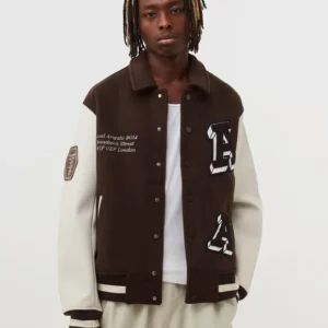 Axel Arigato Brown And White Letterman Jacket