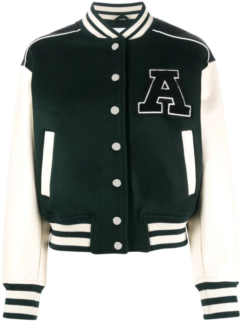 Axel Arigato Green And White Logo-patch Varsity Jacket