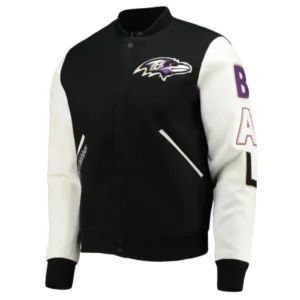 Baltimore Ravens Logo Black And White Varsity Jacket