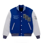 Bankrollbaby Blue Wool Varsity And Letterman Jacket