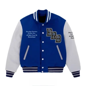 Bankrollbaby Blue Wool Varsity And Letterman Jacket