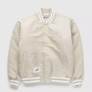 Bape X Highsnobiety Beige Varsity Jacket