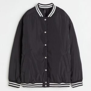 Baseball Black Polyester Varsity Jacket