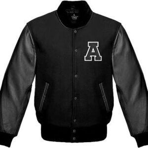 Baseball Black Wool And Leather A Letter Letterman Jacket