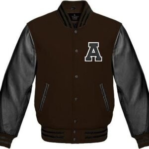 Baseball Brown And Black A Letter Letterman Jacket