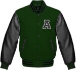 Baseball Dark Green And Black A Letter Letterman Jacket