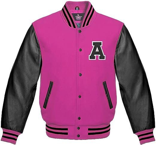 Baseball Dark Pink And Black A Letter Letterman Jacket