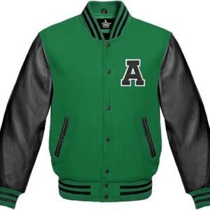 Baseball Green And Black A Letter Letterman Jacket