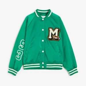 Baseball Green Satin Letterman Jacket