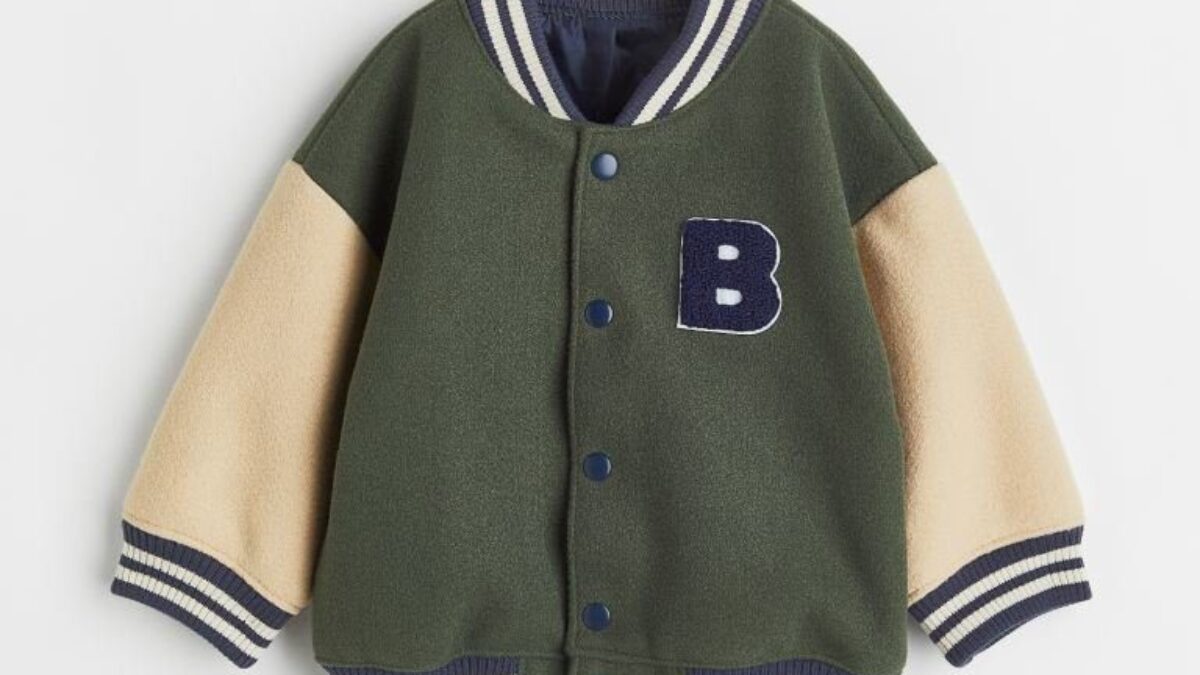 Baseball Khaki Green And Light Beige Varsity Jacket