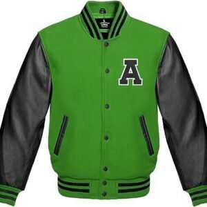 Baseball Light Green And Black A Letter Letterman Jacket