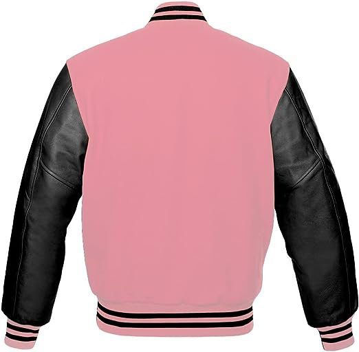 Baseball Pink And Black A Letter Letterman Jacket