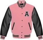 Baseball Pink And Black A Letter Letterman Jacket