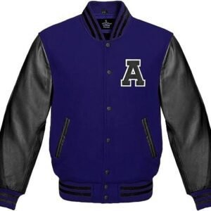 Baseball Purple And Black A Letter Letterman Jacket