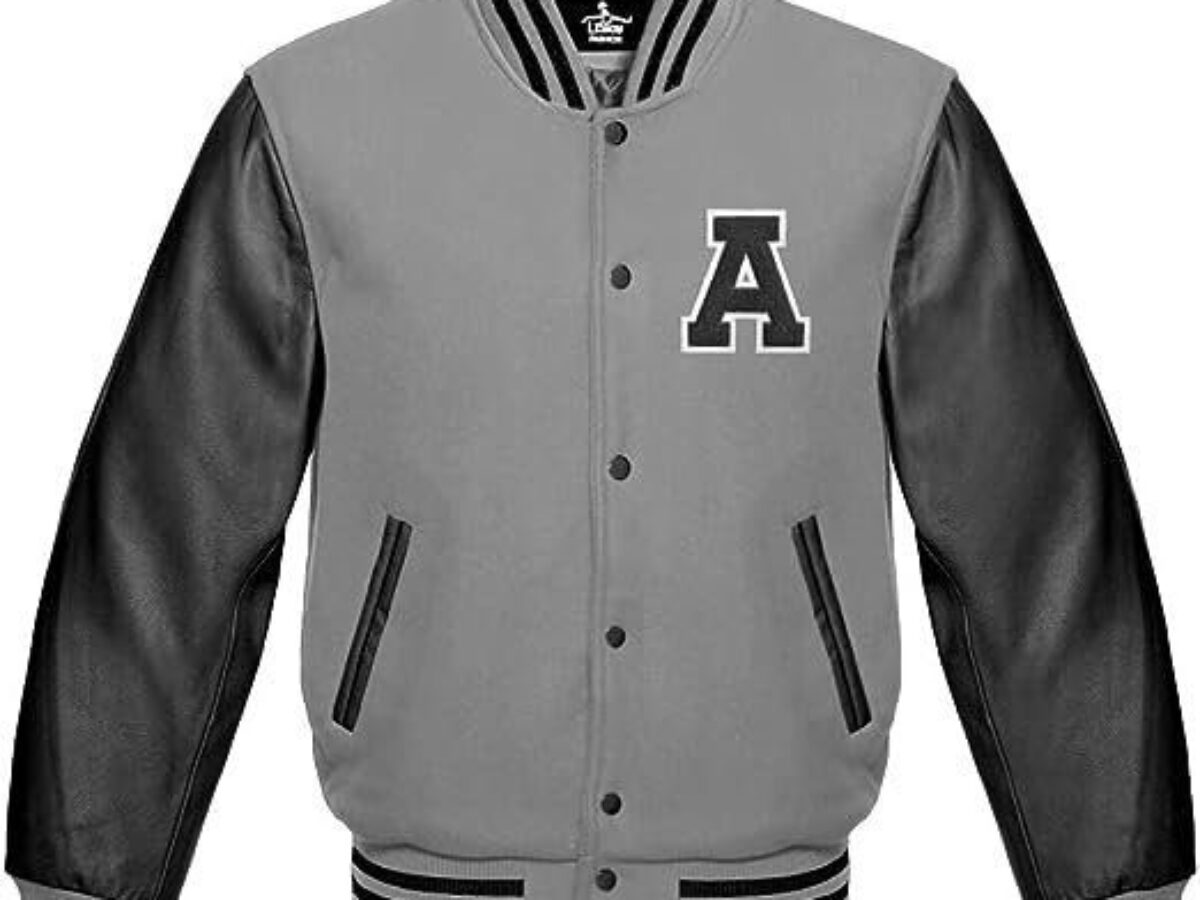 Baseball Silver And Black A Letter Letterman Jacket