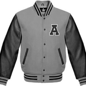Baseball Silver And Black A Letter Letterman Jacket