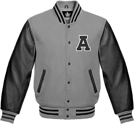 Baseball Silver And Black A Letter Letterman Jacket