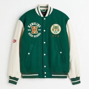 Baseball Tigers Wool Green And Beige Letterman Jacket
