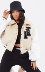 Beige-Faux-Leather-Raglan-Sleeve-Cropped-Varsity-Bomber-Jacket-1.jpg Beige Faux Leather Raglan Sleeve Cropped Varsity Bomber Jacket
