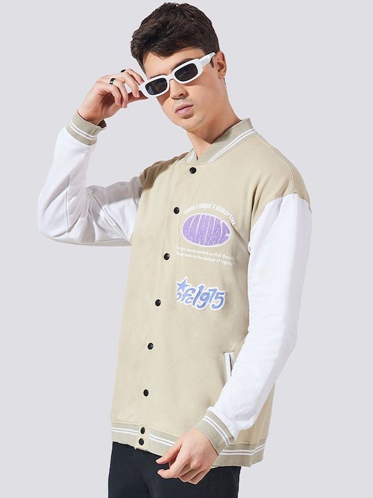 Beige-Graphic-Printed-Varsity-Jacket-1.jpg Beige Graphic Printed Varsity Jacket