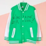 Being Kind Is Cool Kids Green Varsity Jacket