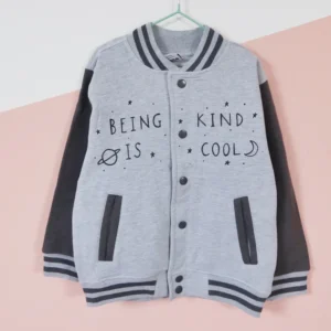 Being Kind Is Cool Kids Grey Varsity Jacket