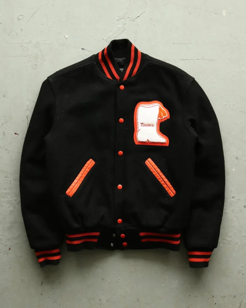 Bethettes Black And Orange Wool Varsity Jacket