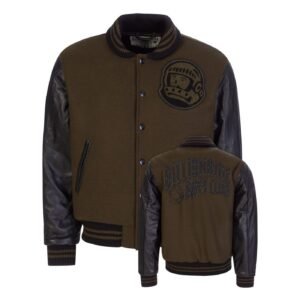 Billionaire Boys Club Dark Green Astro Leather Varsity Jacket