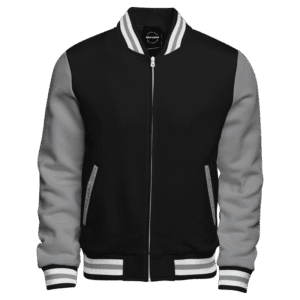Black And Grey Fleece Varsity Jacket