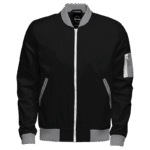 Black And Grey Nylon Varsity Jacket