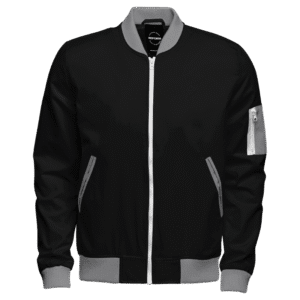 Black And Grey Nylon Varsity Jacket